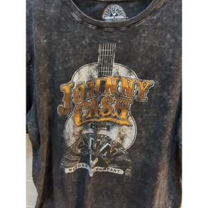 Johnny Cash burnout T-Shirt XL Men  WORN FlAWS USED Sun record company